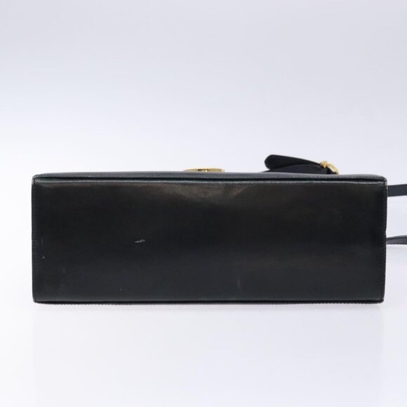 Salvatore Ferragamo Gancini Hand Bag Leather 2way Navy Gold Auth - Picture 13 of 16